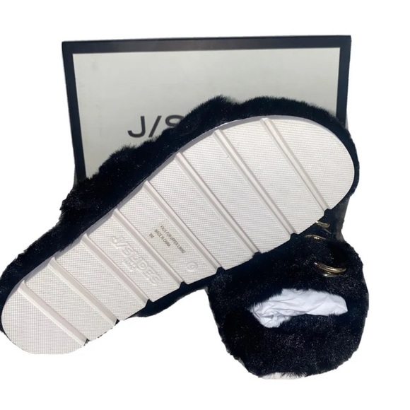J/Slides NYC size 6 M Bree Black Faux Fur - Picture 2 of 2